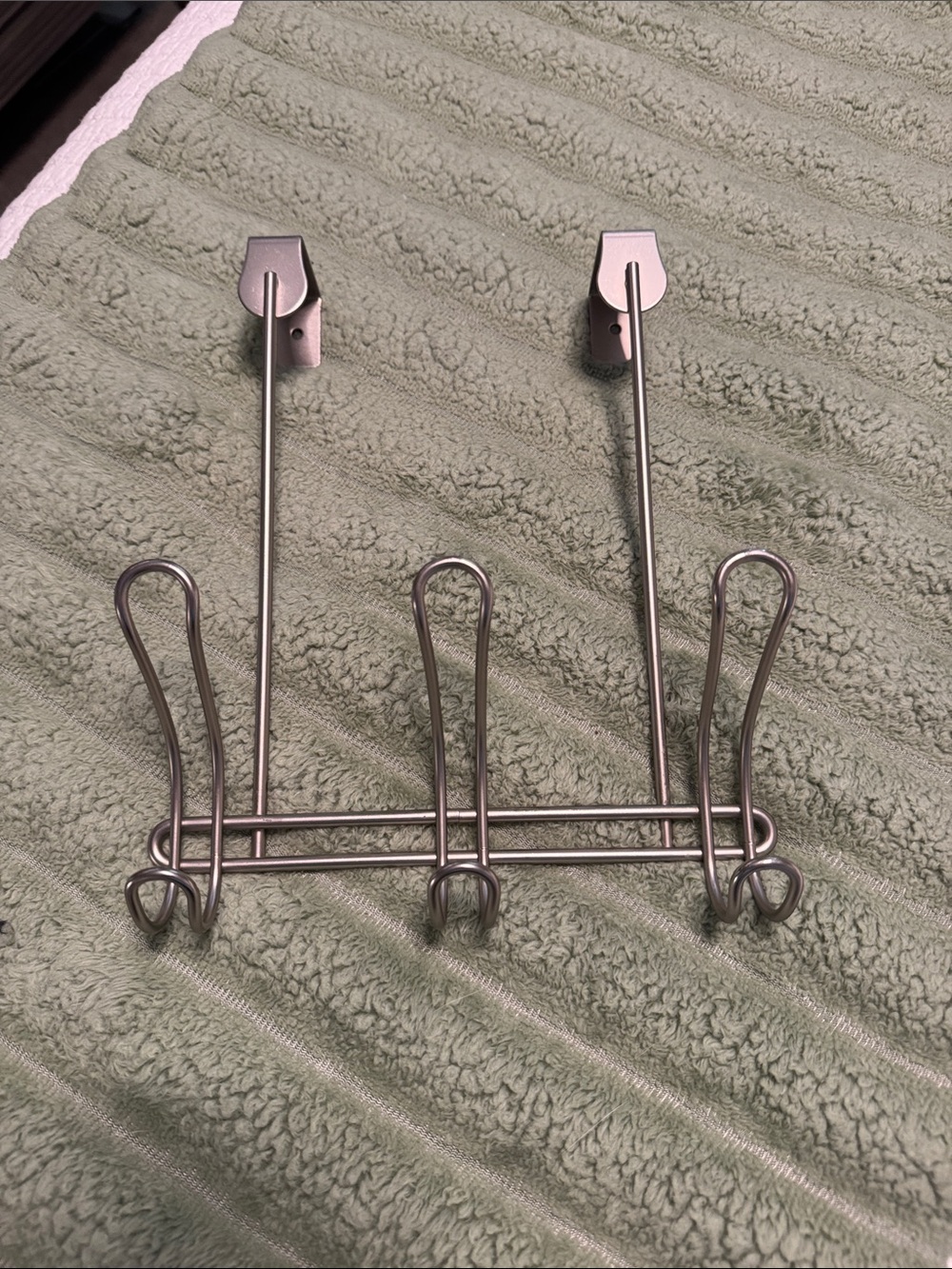 Over-the-Door 3-Hook Metal Wall Organizer in Brushed Silver